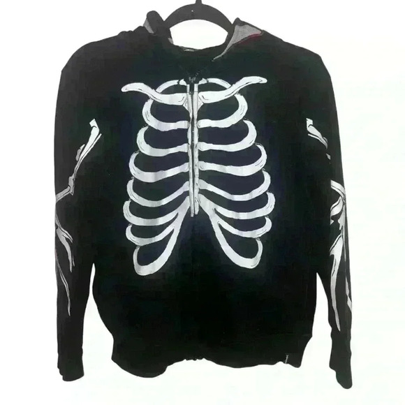 Tony Hawk Zip Full Bird Skeleton Mask Hoodie Teen Boy Size L - Picture 1 of 4